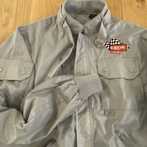 Vintage Exxon Racing Jacket Mens Small Gray Upstream Racing Division Nylon 80s